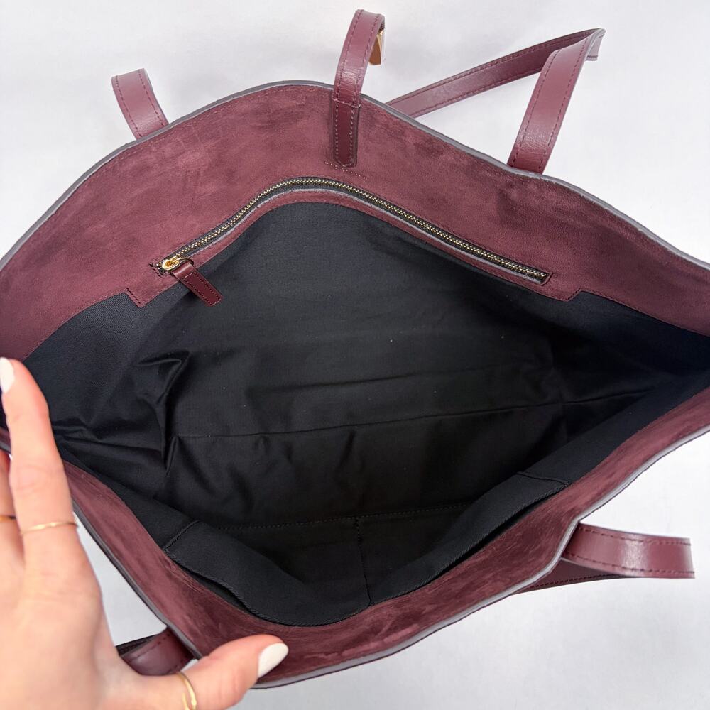 DeMellier London Tokyo Leather-Trimmed Suede Tote Burgundy - Picture 6 of 6